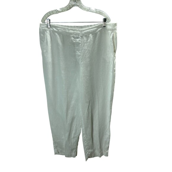 Chico's Pants - Chico's Pants Women's 3 Size XL 16 White 100% Linen Stretch Waist Ankle Pull On